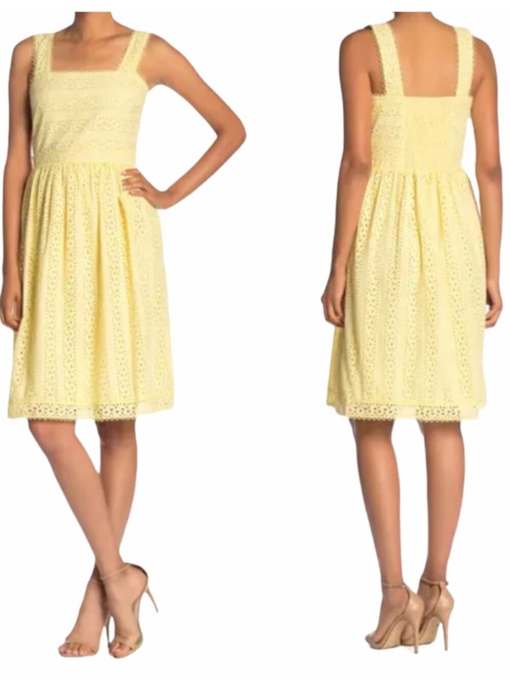 Max Studio | summery yellow eyelet cotton sundress | M